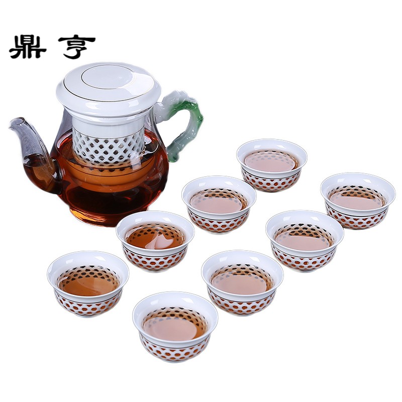 鼎亨功夫茶具套装红茶泡茶器陶瓷玲珑内胆过滤陶瓷冲茶器茶壶茶杯