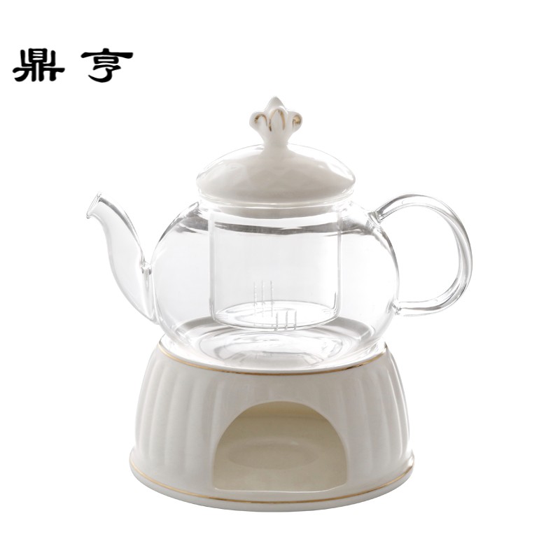 鼎亨欧式花茶壶煮普洱茶壶套装简约陶瓷玻璃下午茶花果茶具蜡烛可