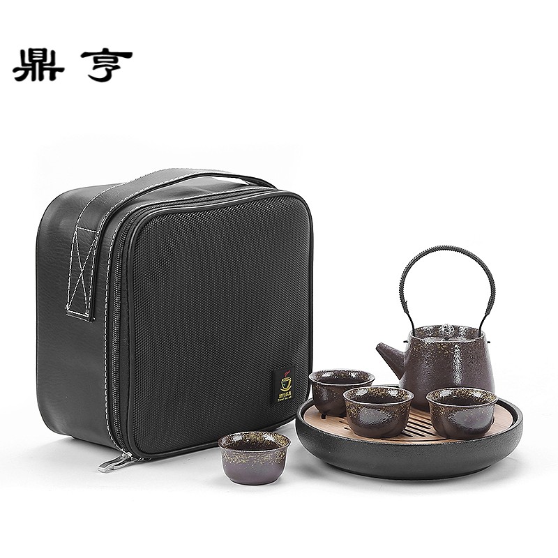 鼎亨陶瓷旅行户外便携功夫茶具小茶盘套装简约家用办公车载泡茶器