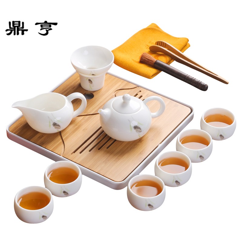 鼎亨白瓷茶具套装家用简约德化手工白瓷整套功夫茶壶茶杯盖碗陶瓷