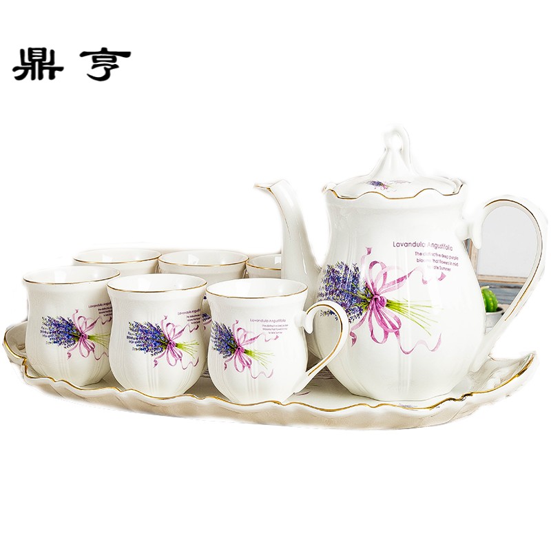 鼎亨欧式茶壶套装带茶盘实用整套陶瓷茶具花茶水杯子结婚送礼盒