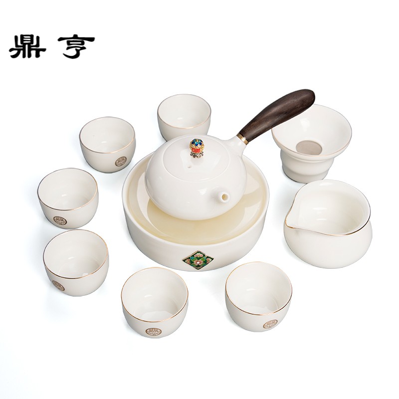鼎亨德化羊脂玉瓷茶具套装白瓷家用盖碗茶杯泡茶壶整套功夫茶具礼