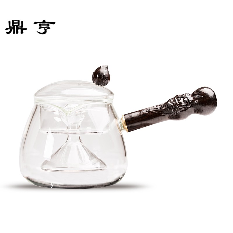 鼎亨耐热玻璃蒸茶壶透明红茶黑茶蒸汽泡茶侧把壶家用电陶炉煮茶器