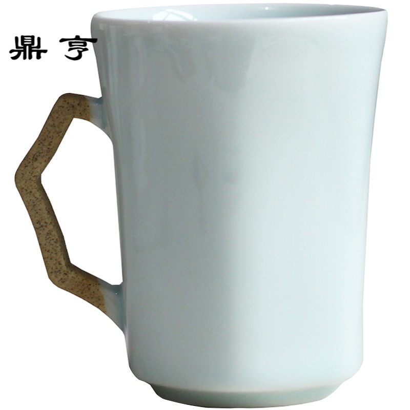 鼎亨景德镇创意陶瓷杯子带盖勺复古马克杯个性简约情侣杯定制