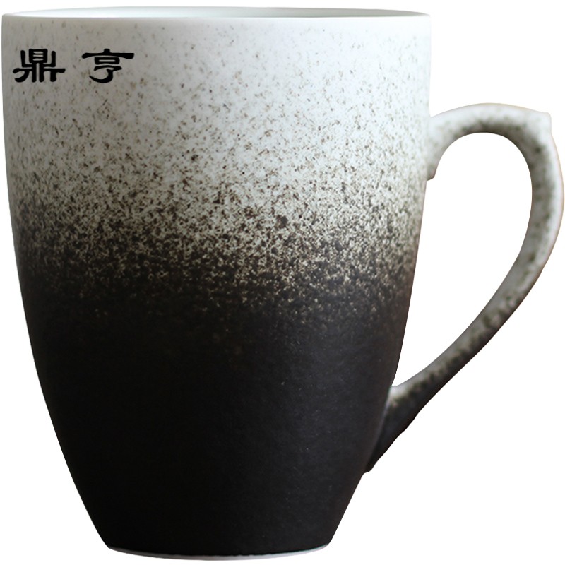 鼎亨复古简约日式马克杯个性创意带盖勺陶瓷杯咖啡杯茶杯水杯定制