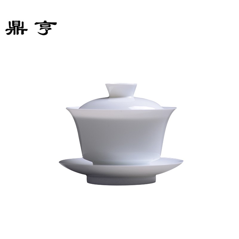 鼎亨玉瓷盖碗全手作茶具陶瓷功夫白瓷泡茶三才碗景德镇茶泡碗
