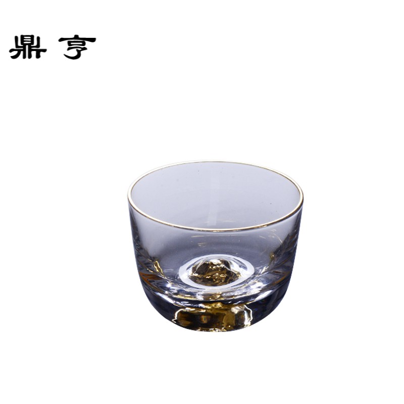 鼎亨 玻璃加厚富士山藏金品茗杯 茶具茶杯小茶杯 耐热玻茶杯