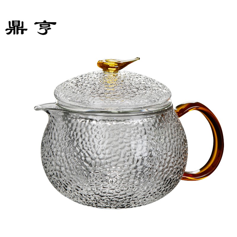 鼎亨 日式耐热锤纹玻璃泡茶壶内胆过滤煮茶壶花茶壶功夫茶具
