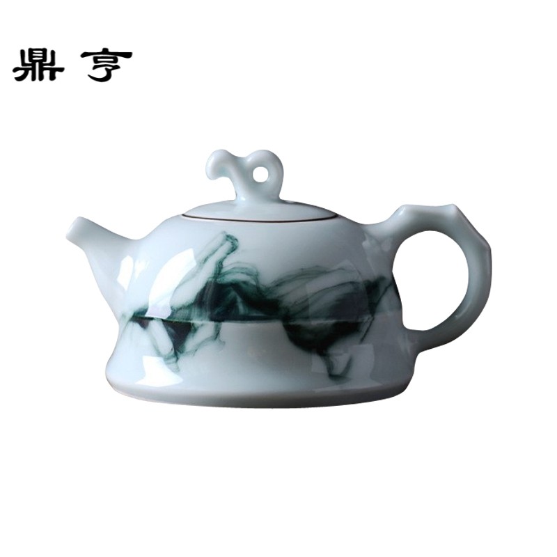 鼎亨远山茶壶 水墨风格茶具 景德镇陶瓷白色茶壶 礼品茶具定制