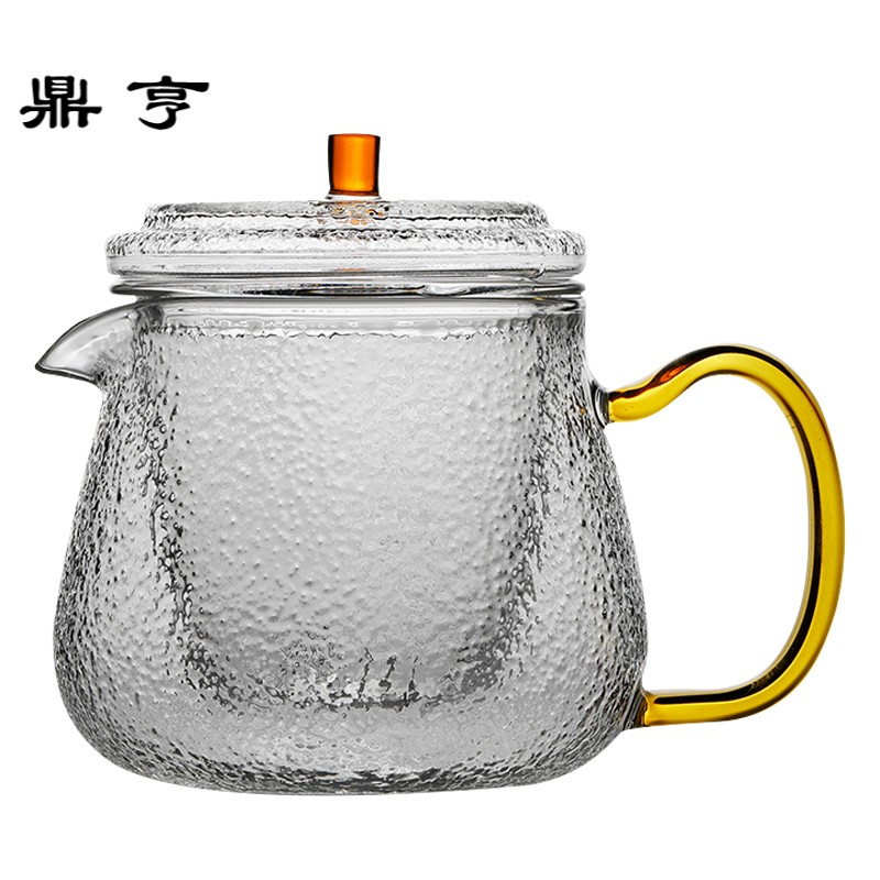 鼎亨一禅茶事 耐高温锤纹耐热玻璃泡茶壶三件式带过滤煮茶壶功夫