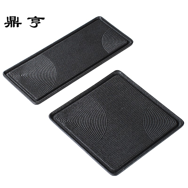 鼎亨黑陶小号长方茶盘陶瓷干泡台办公简约茶台粗陶茶海功夫茶具小