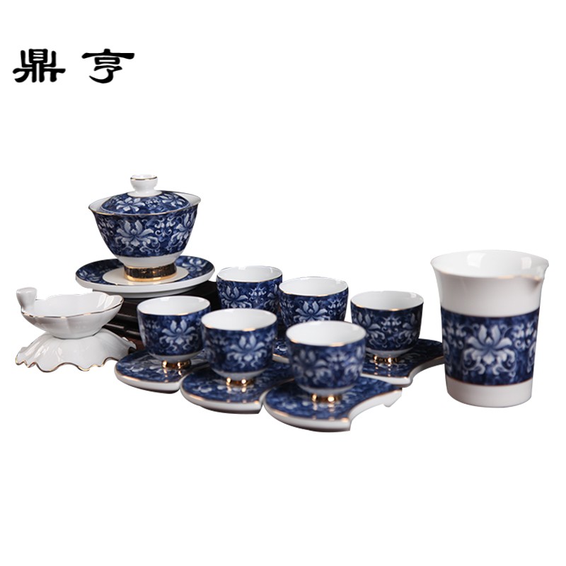 鼎亨景德镇茶具套装家用功夫简约中式复古整套现代客厅茶壶杯子6