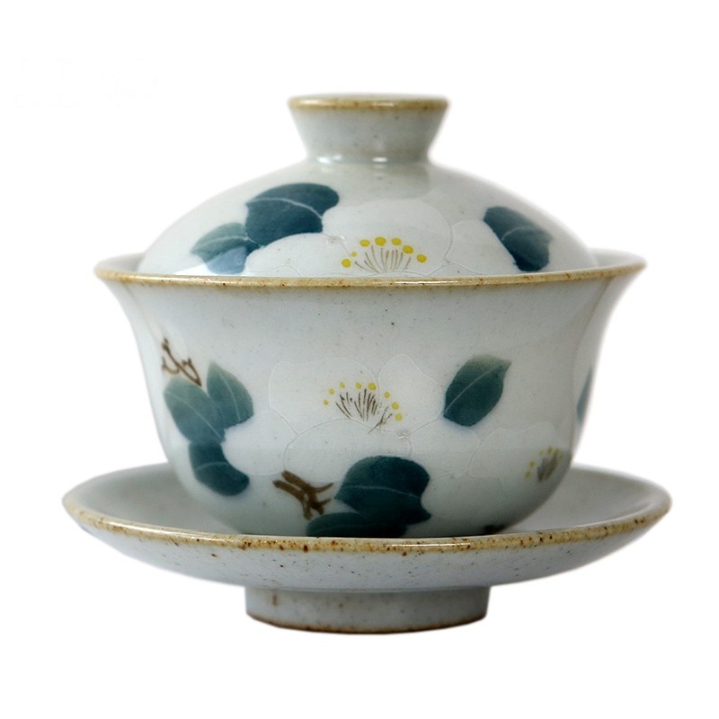 鼎亨 盖碗大号陶瓷茶具茶杯泡茶碗 景德镇手绘粉彩粗陶三才碗杯