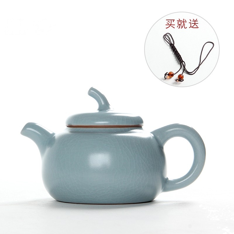 鼎亨汝窑开片茶壶可养功夫茶壶陶瓷茶壶汝瓷单茶壶泡茶壶200毫升