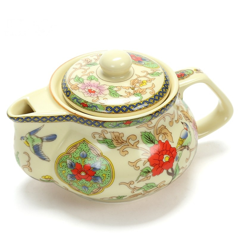 鼎亨大号陶瓷茶壶功夫茶具泡茶壶带过滤580毫升手柄式家用双龙