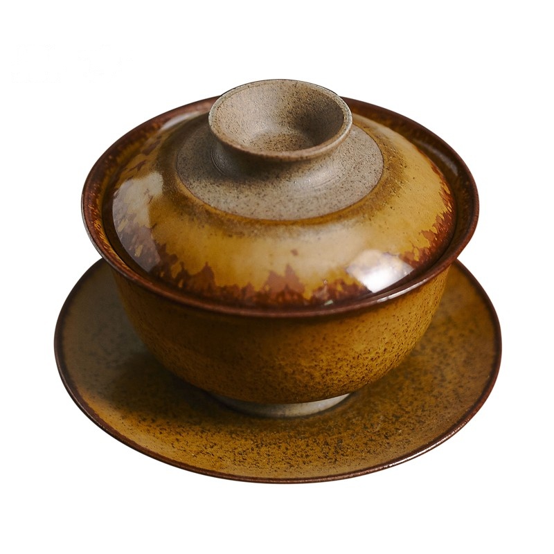 鼎亨纯手工陶泥窑变色釉功夫茶具景德镇超大码三才茶碗茶杯盖碗