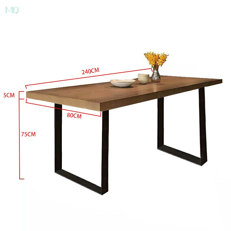 北欧小户型实木长方形饭桌家用餐桌椅组合现代简约铁艺创意餐桌