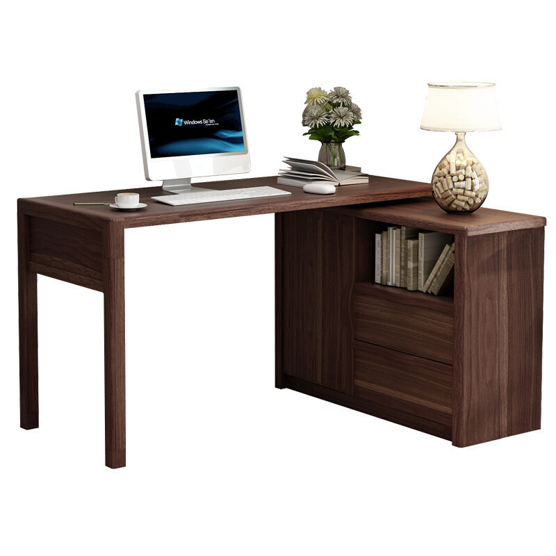 实木书桌多功能旋转写字桌电桌现代简约家用书台转角办公桌1.4米旋转书桌否