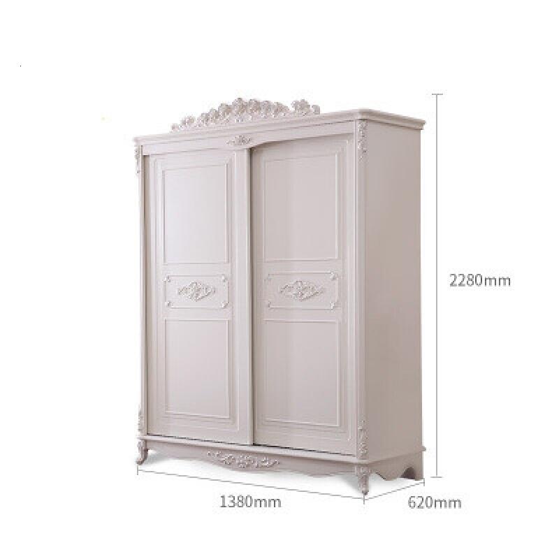 欧式实木推拉整体移趟卧室白色简易现代衣柜(不单卖)乳白色(1.77米)2