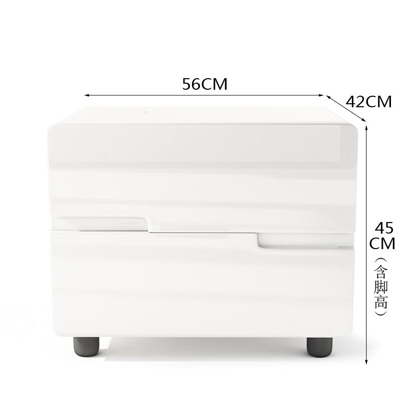 床头柜简约简易迷你收纳柜烤漆储物柜床边柜卧室白色柜边角柜56*42*45(实木脚)整装
