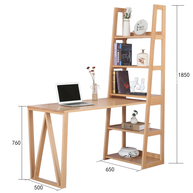 全实木书桌书架组合家用书房家具套装组合简约转角书桌胡桃色书桌+置物架是