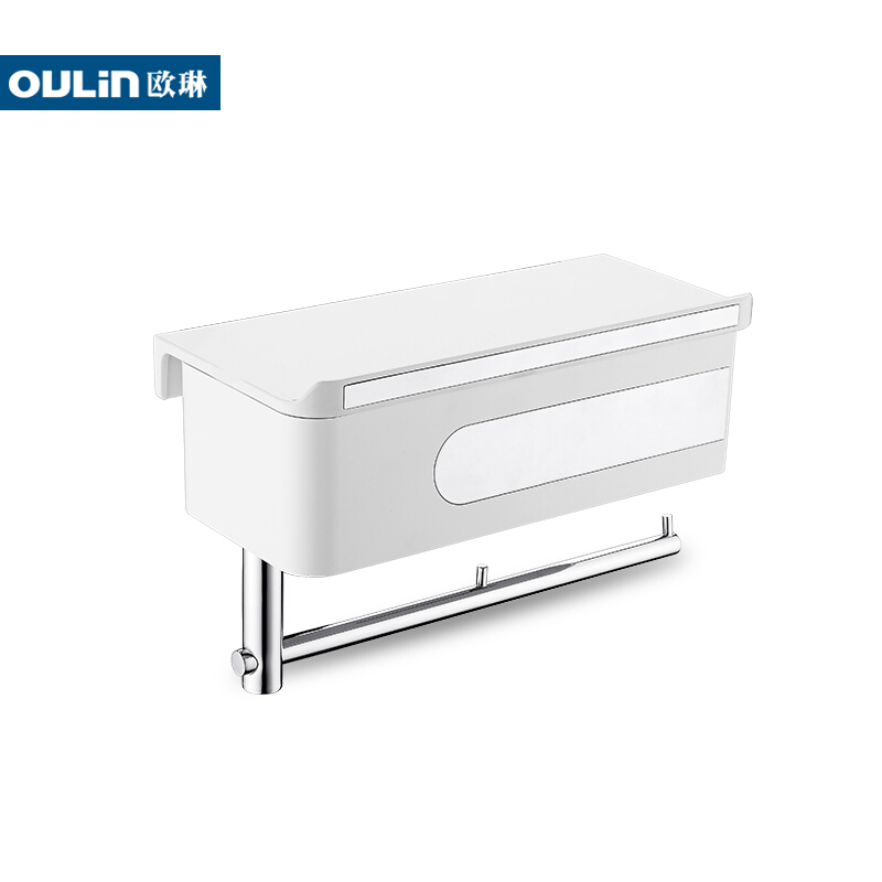 欧琳（OULIN）卫生间厕所纸巾盒CBH113 抽纸卷纸筒卫生纸多功能厕纸架 免打孔纸巾架