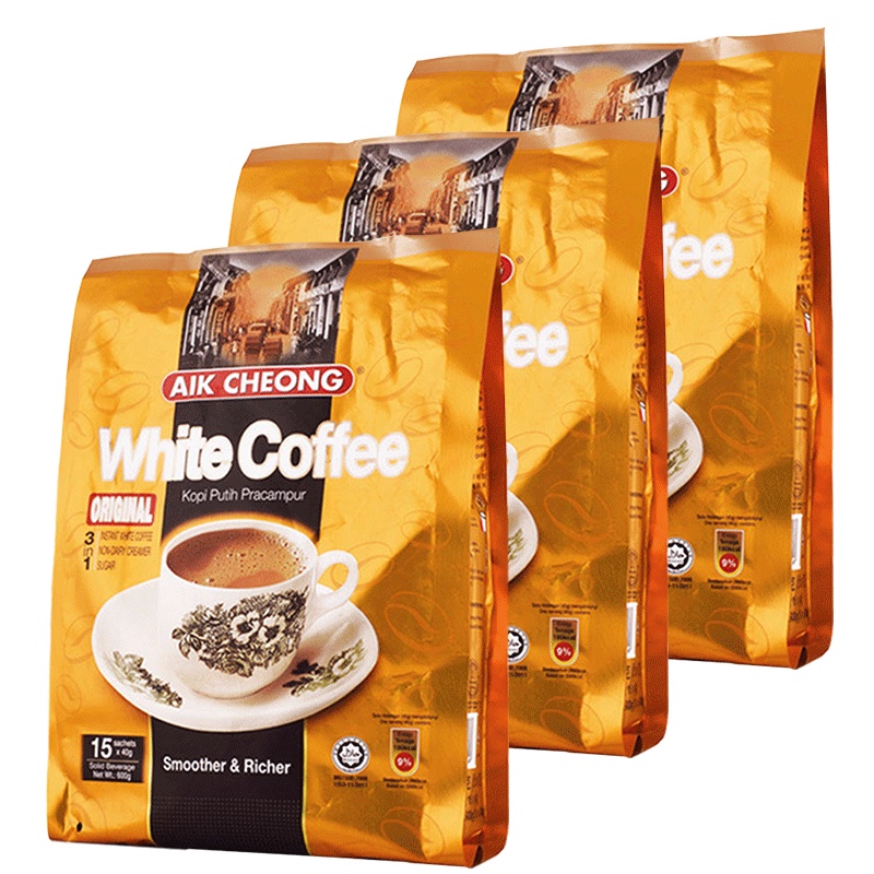 马来西亚进口益昌老街原味三合一速溶白咖啡粉600g*3袋装