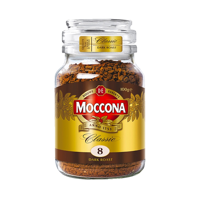 【买2送搅拌杯】荷兰进口MOCCONA摩可纳经典深度烘焙纯黑速溶咖啡100g瓶装