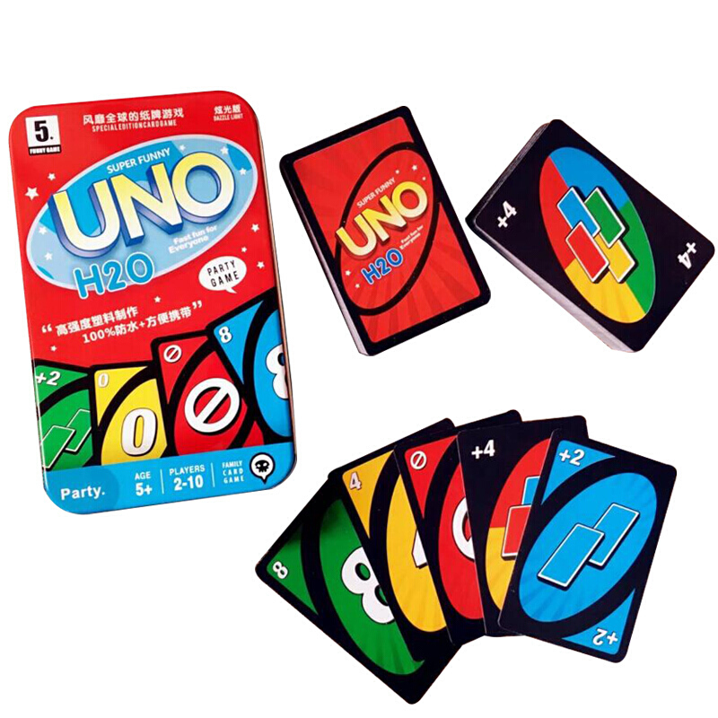 桌游UNO牌优诺乌诺加厚UNO纸牌PVC塑料UNO游戏牌聚会桌面游戏 铁盒版PVC塑料UNO牌