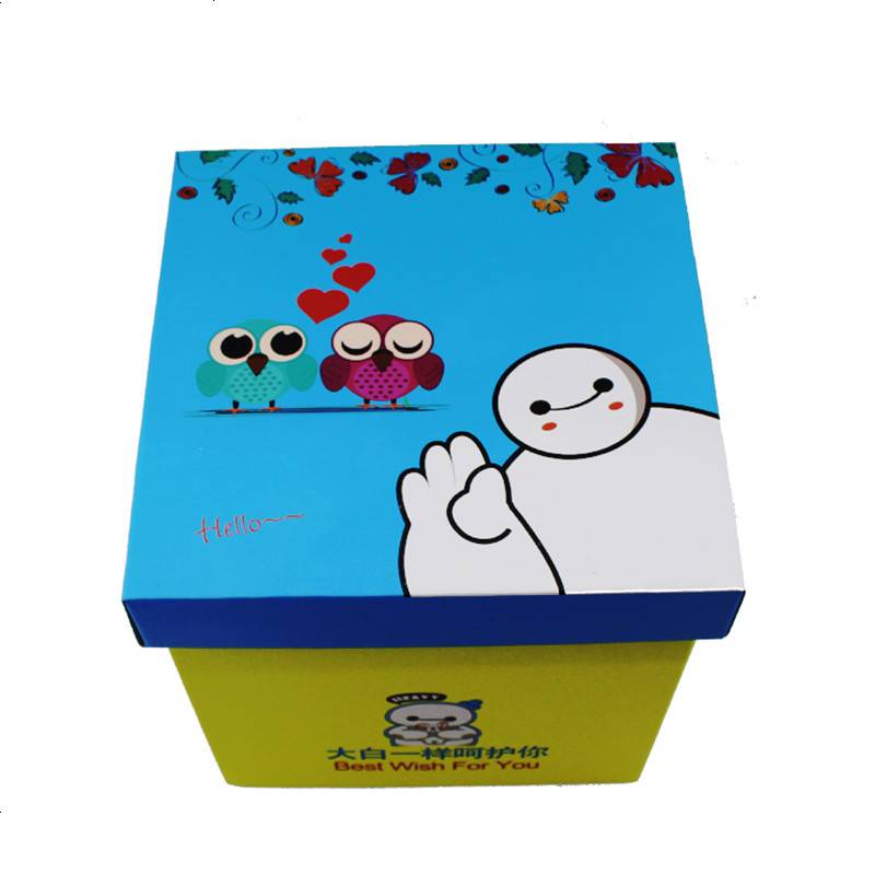 卡通超大号礼盒正方形包装纸盒水果零食礼品盒手提皮纸盒子包邮