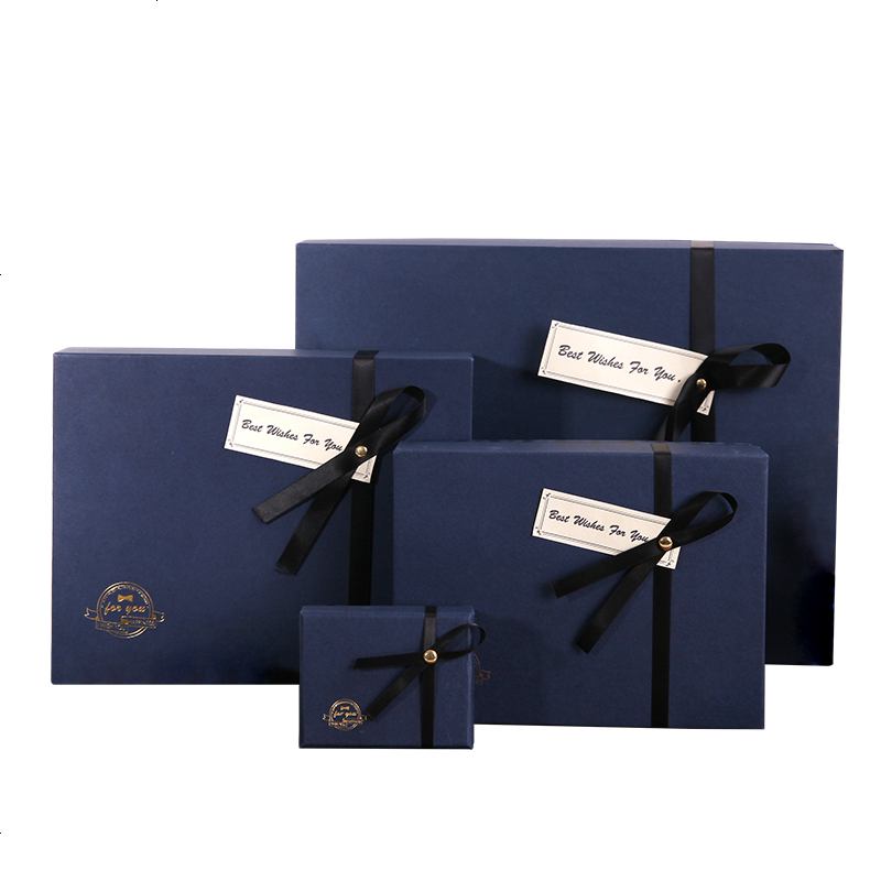圣诞节礼品盒商务蓝色英伦风婚简约手提袋衣服鞋衬衫折叠式包装盒