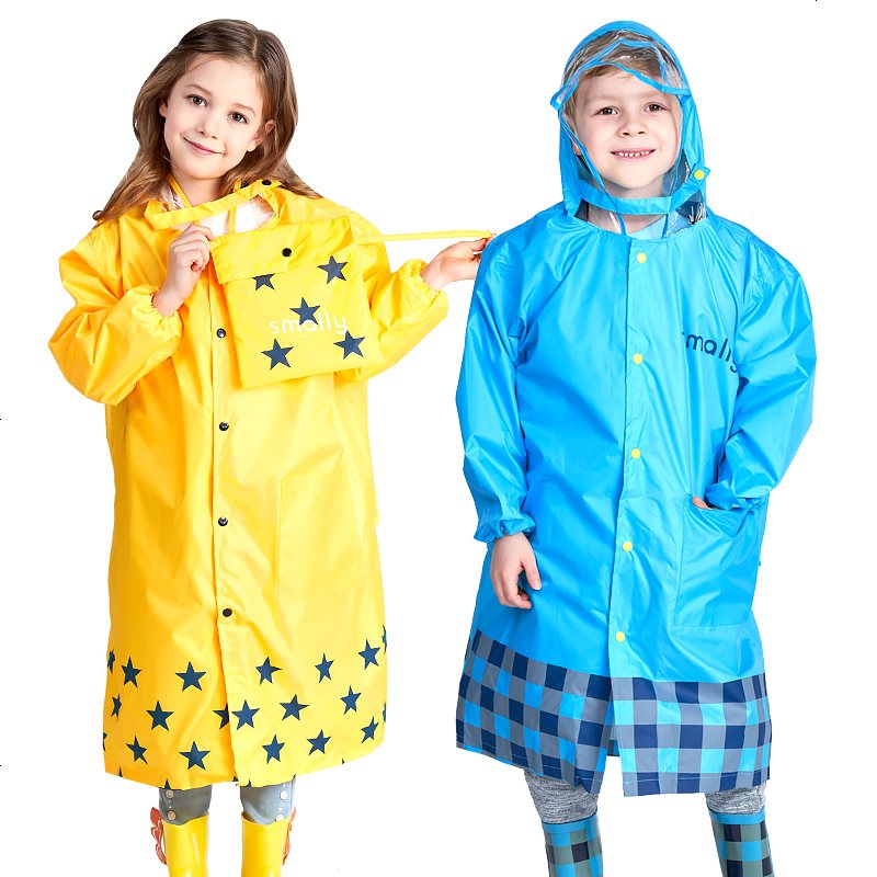 儿童雨衣女宝宝加厚雨披可配雨鞋男女童松紧袖带书包位幼儿园雨衣