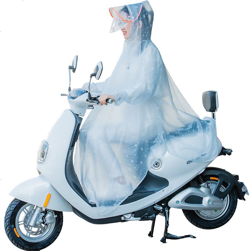 电动摩托车带袖雨衣单人成人有袖自行车电车男女韩国时尚透明雨披