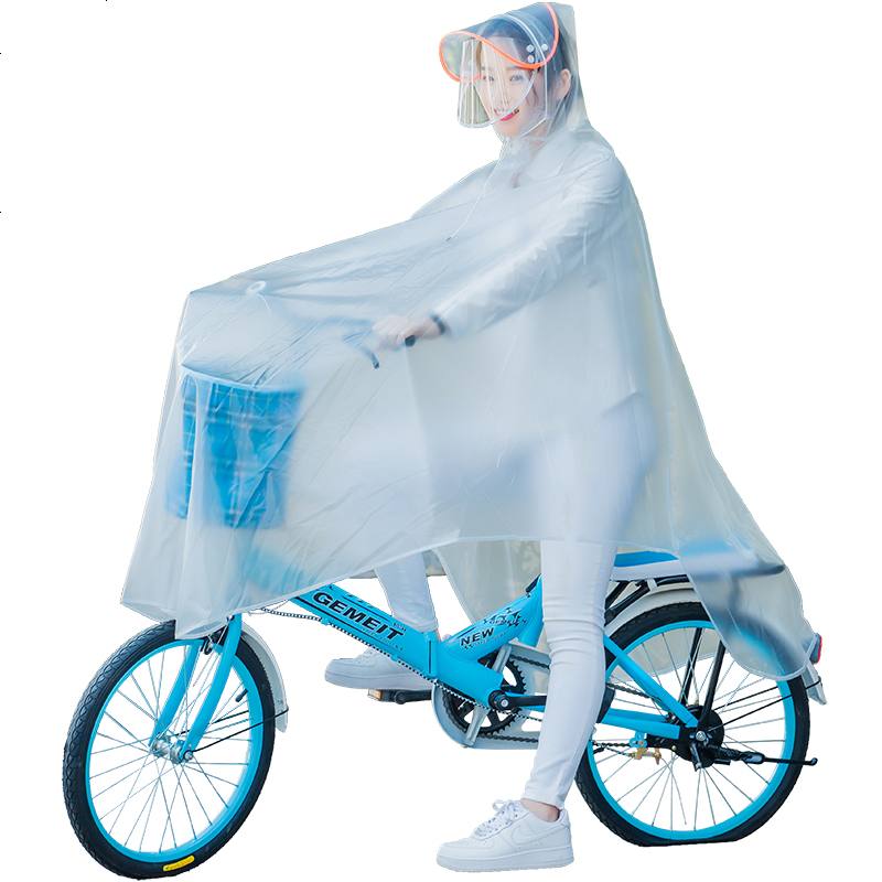 自行车雨衣单人有袖时尚单车电动车成人男女学生骑行防水透明雨披