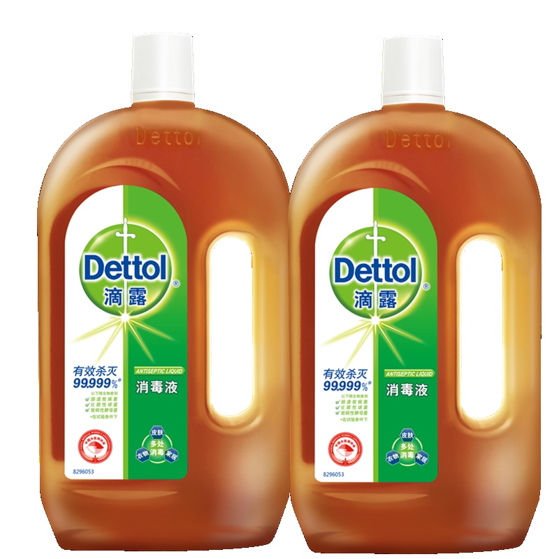 滴露(Dettol)消毒液1.2+1.2L组合装家居清洁杀菌抑菌衣物除菌地板浴室皮肤
