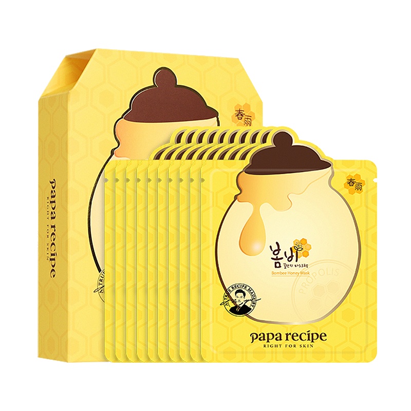 韩国进口 春雨(papa recipe)蜂蜜面膜10片/盒 黄色经典版 保湿补水舒缓滋润面贴膜 感敏肌可用 新旧款随机发