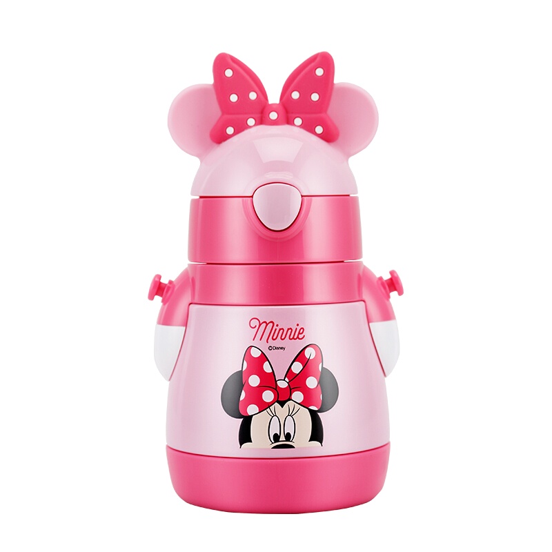 迪士尼(Disney)304不锈钢真空儿童吸管水壶310ML WD-3469婴儿水杯粉色孕婴童保温杯保温用品
