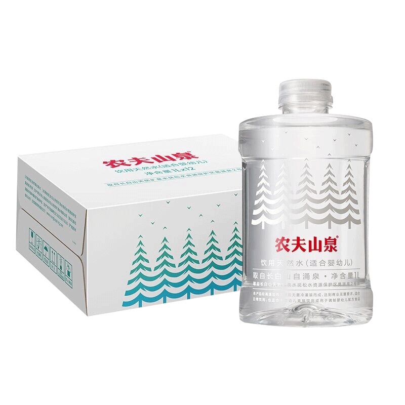 农夫山泉 饮用天然水(适合婴幼儿) 1L*12瓶/箱