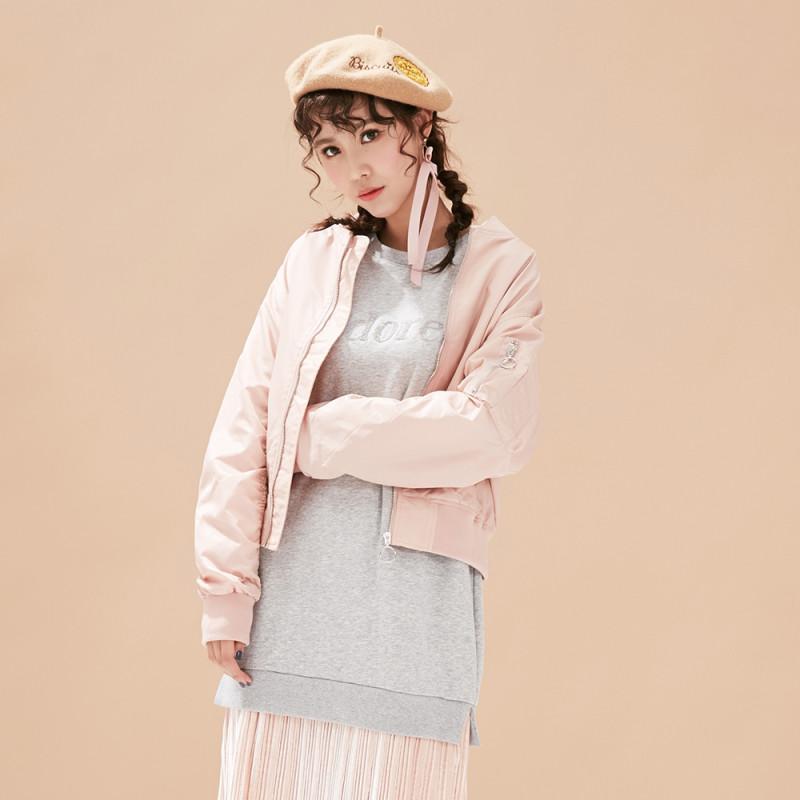 美特斯邦威棒球服女士秋季飞行员短款夹克外套潮关晓彤款13450