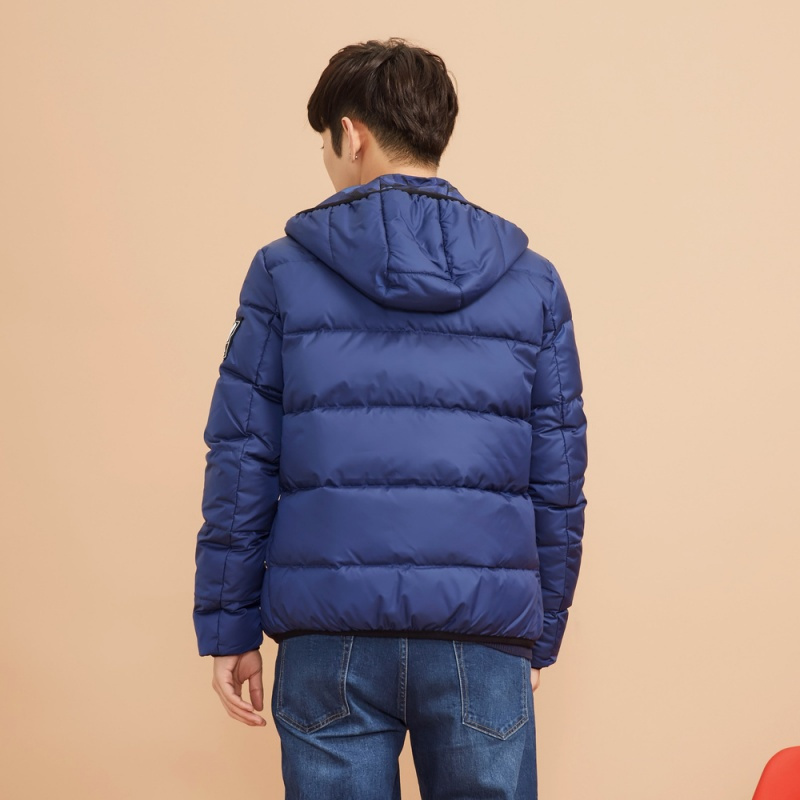 美特斯邦威羽绒服男士冬潮流迷彩运动风连帽短款外套潮