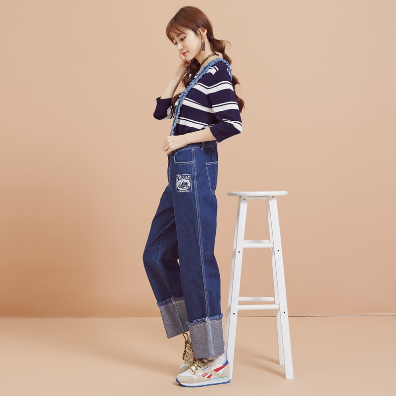 美特斯邦威牛仔长裤女秋装显瘦背带九分裤关晓彤商场款_1
