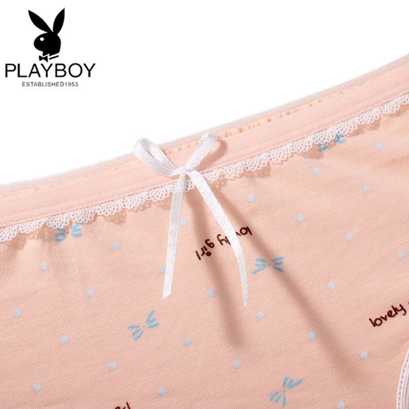 【苏宁自营】花花公子PLAYBOY 纯棉内裤三角裤可爱印点女内裤中腰薄款透气内裤女5675-1图片