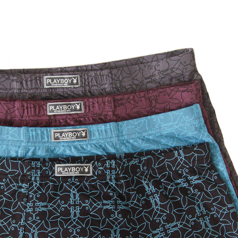 苏宁自营playboy花花公子男士内裤平角裤粘纤男印花款53261条礼盒装