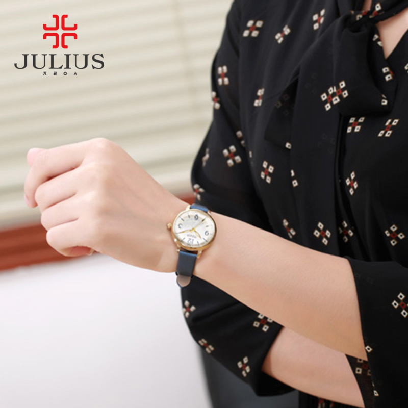 julius聚利时旗舰店时尚正品花纹多面切割镜面石英手表女表JA-929
