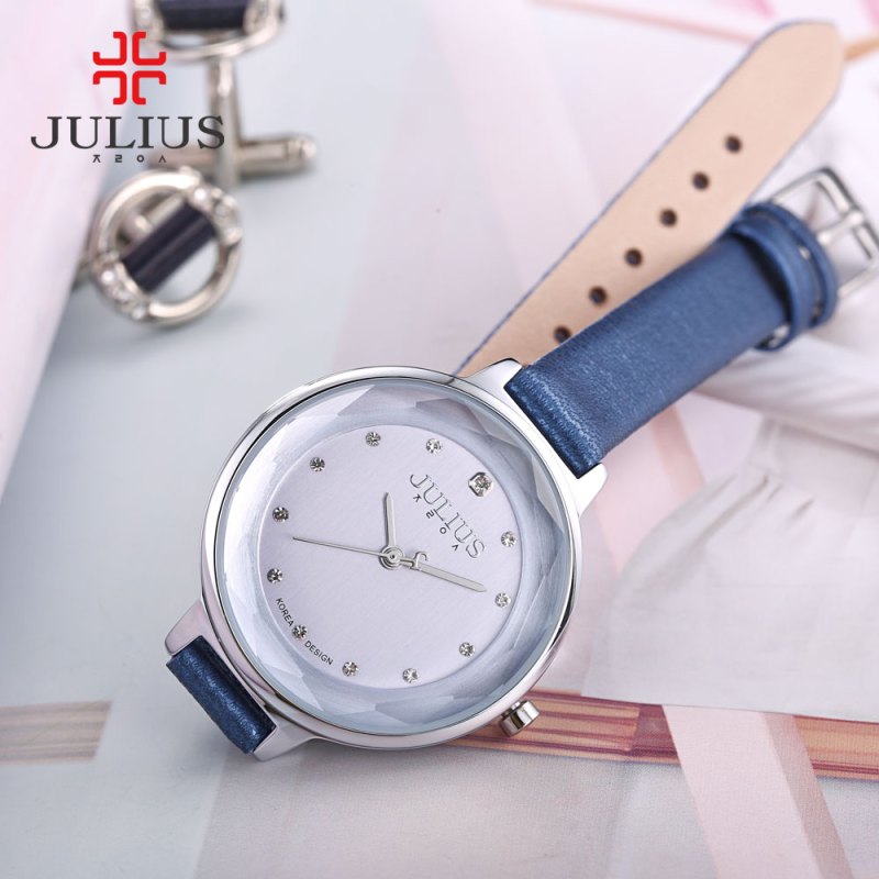 聚利时julius正品时尚圆形水钻学生表防水石英手表女表JA-935