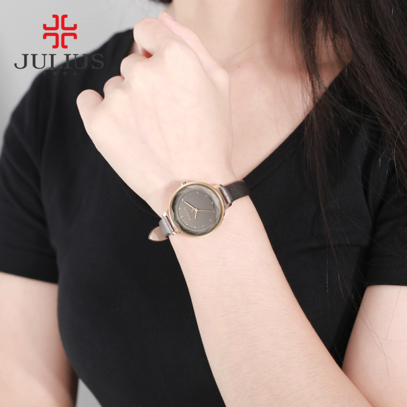 聚利时julius正品时尚圆形水钻学生表防水石英手表女表JA-935
