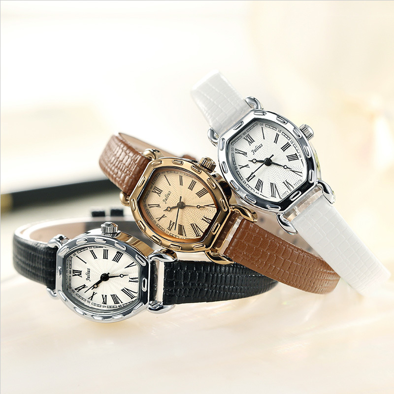 julius聚利时小表盘罗马刻度皮带女士手表时尚酒桶形手表女ja544