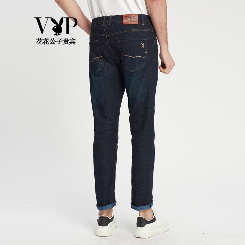 花花公子贵宾牛仔裤男时尚牛仔长裤 黑蓝常规vnk718071图片
