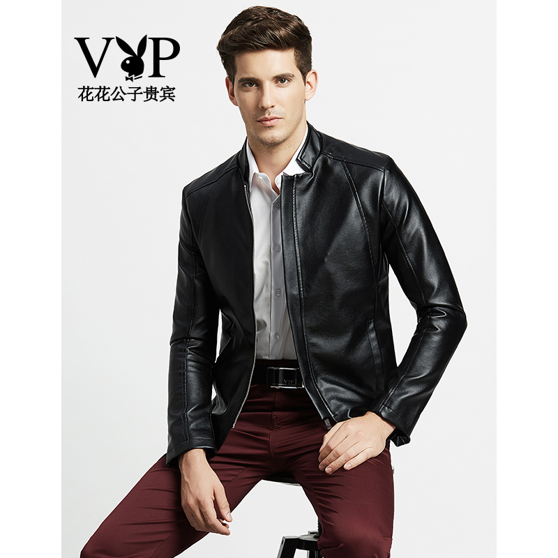 花花公子贵宾(Playboy VIP Collection)PU皮衣夹克男士皮衣休闲外套男652515 652505