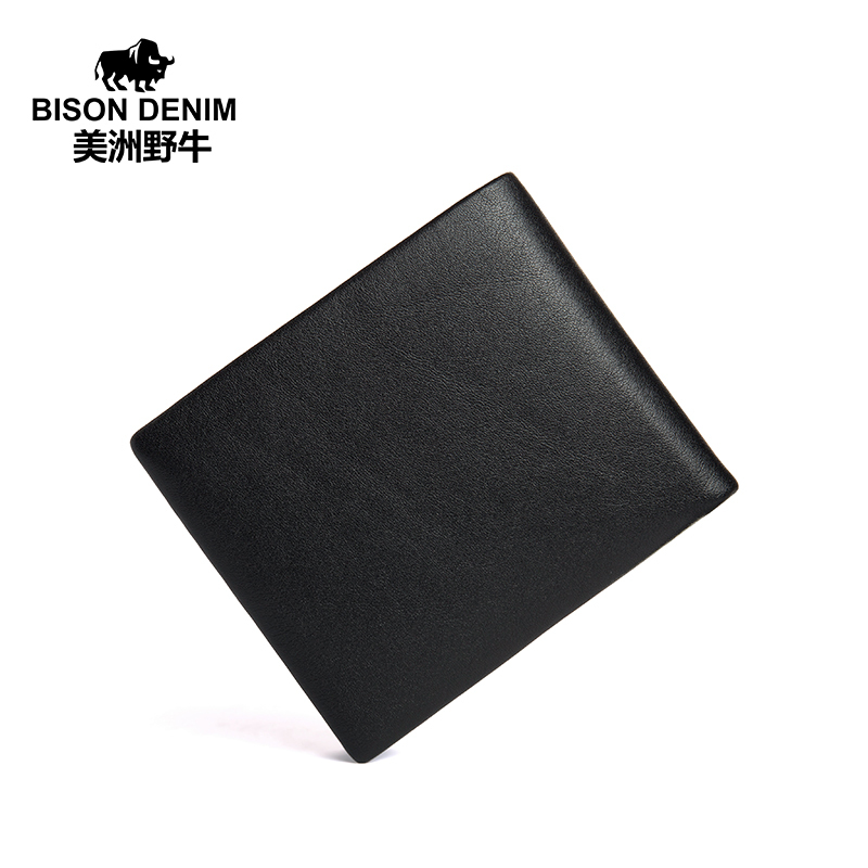 美洲野牛真皮钱包男短款头层牛皮钱夹